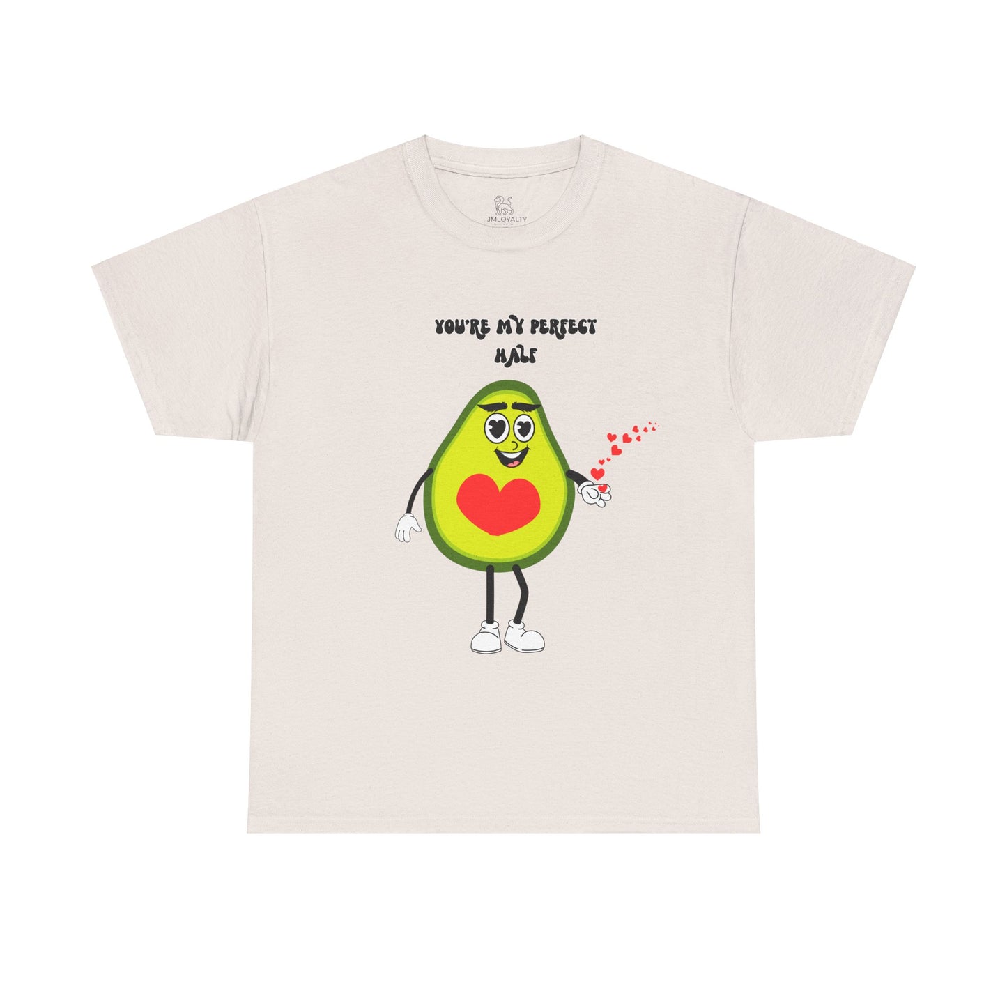 Cute Avocado Graphic Tee, "You're My Perfect Match" Valentine's Day T-Shirt for Her, Fun Couple Gift, Matching Fruit Shirt for Him.