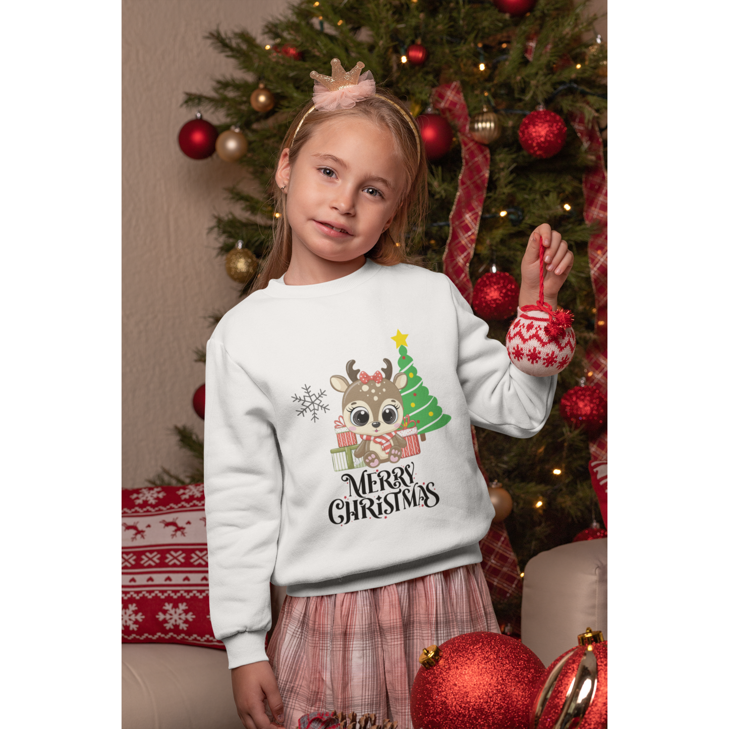 This Christmas Girls Kids Sweatshirt is the perfect festive holiday children's pullover for girls.