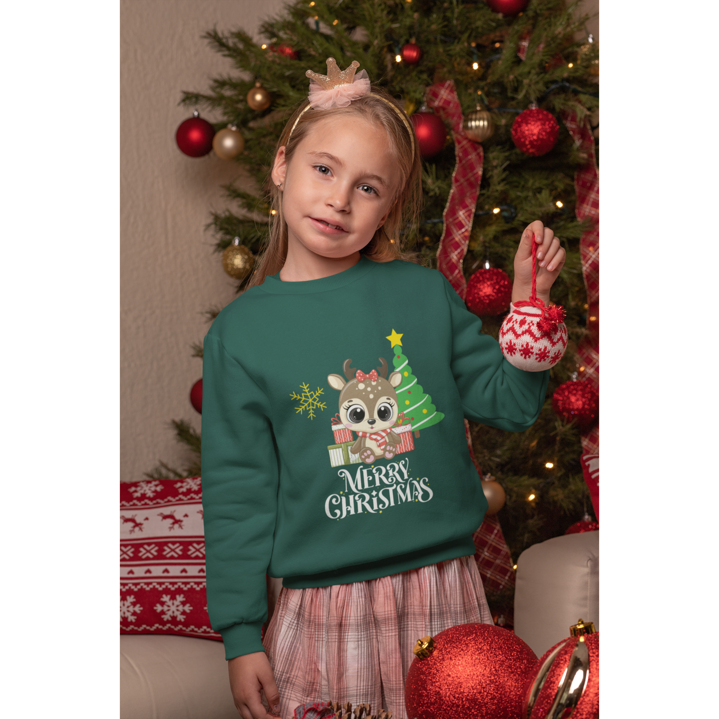 This Christmas Girls Kids Sweatshirt is the perfect festive holiday children's pullover for girls.