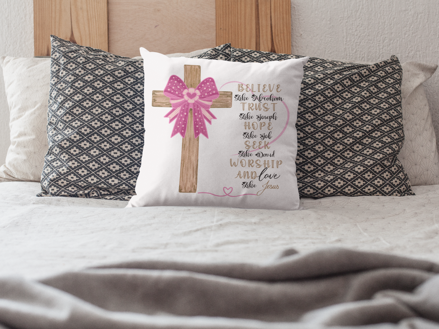 Faith-Inspired Decorative Pillow with Inspirational Quotes, Christian Home Decor, Gift for Religious Occasions, Cozy Living Room Accent,