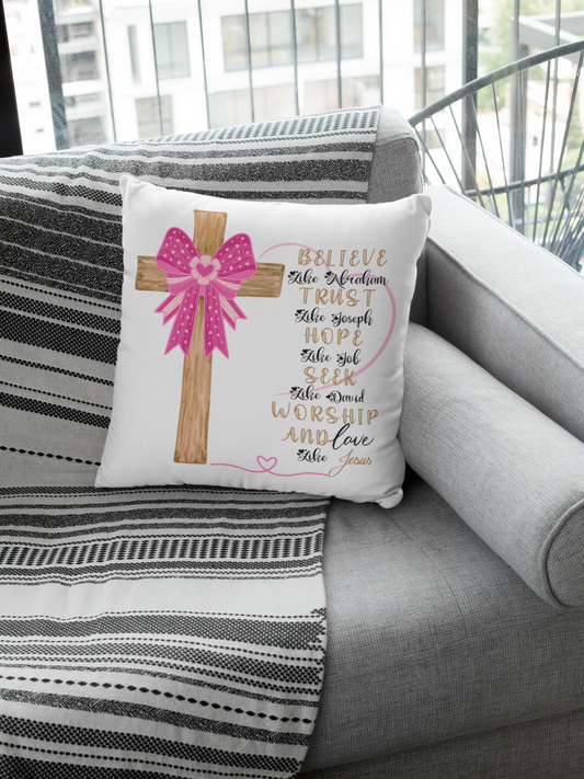 Faith-Inspired Decorative Pillow with Inspirational Quotes, Christian Home Decor, Gift for Religious Occasions, Cozy Living Room Accent,