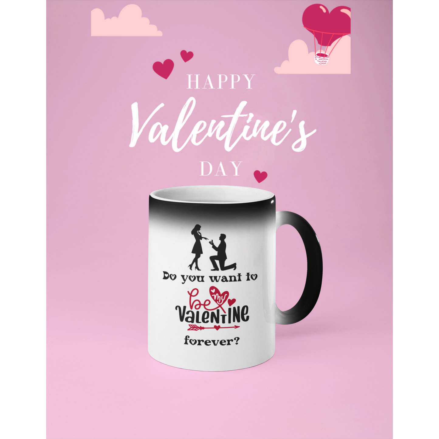 Color Morphing Mug, Valentine Forever Whimsical Coffee Lover Gift, Heat Sensitive Cup, Magic Changing Color Coffee Cup,