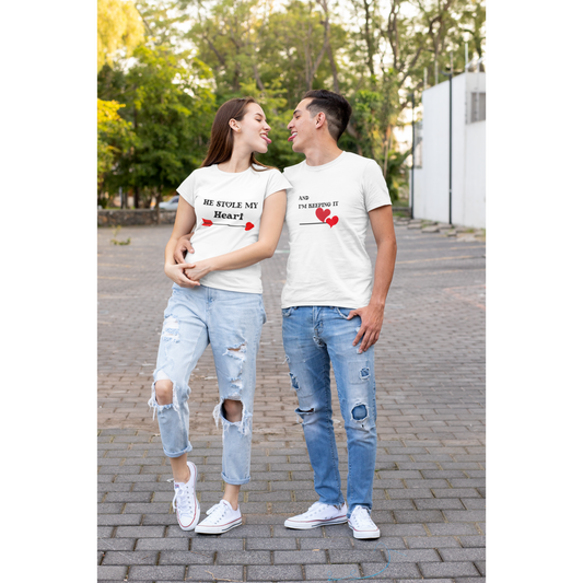 He Stole My Heart T-Shirt, Cute Valentine's Day Gift, Couple's Matching Tee, Love You Shirt, Romantic Date Night Apparel