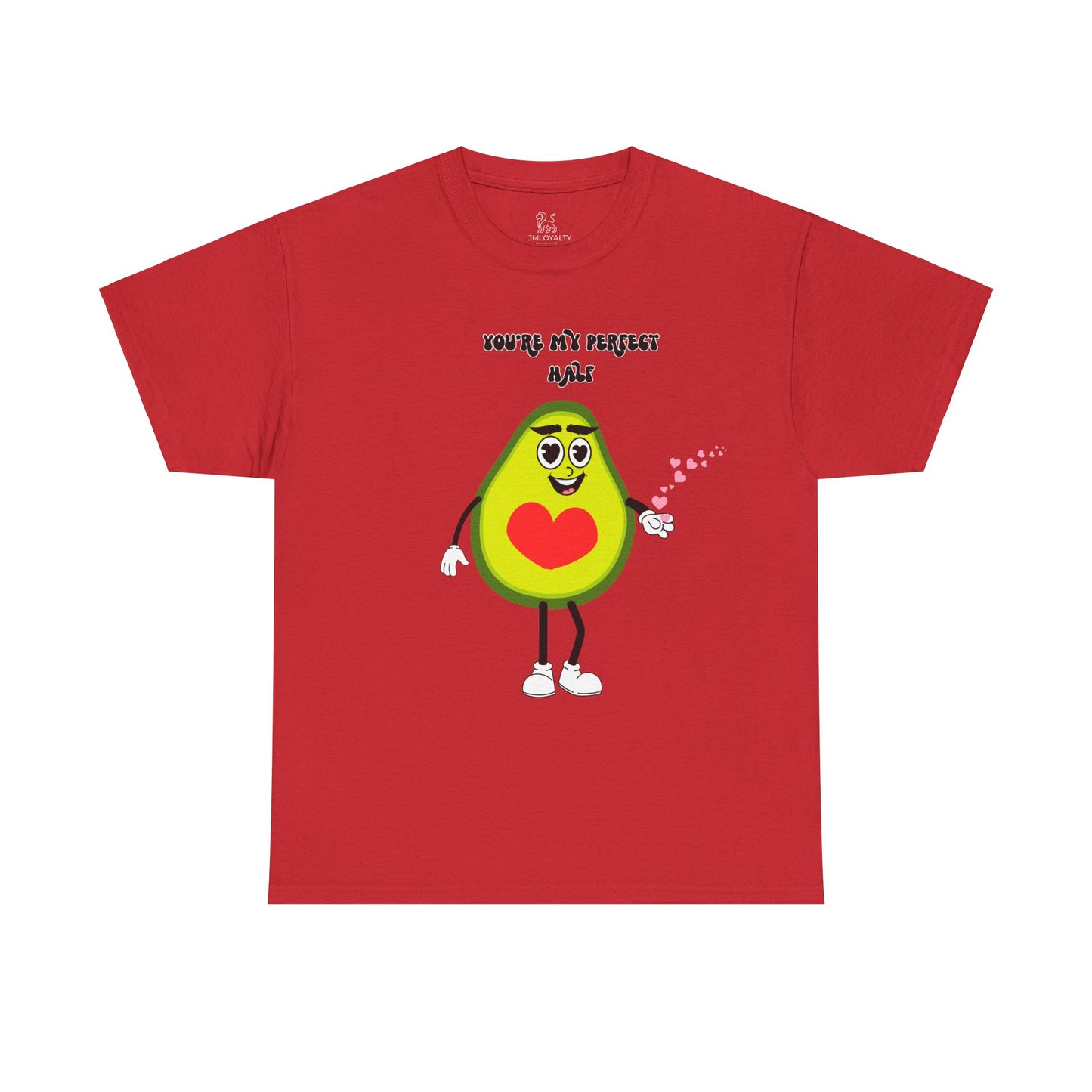 Cute Avocado Graphic Tee, "You're My Perfect Match" Valentine's Day T-Shirt for Her, Fun Couple Gift, Matching Fruit Shirt for Him.