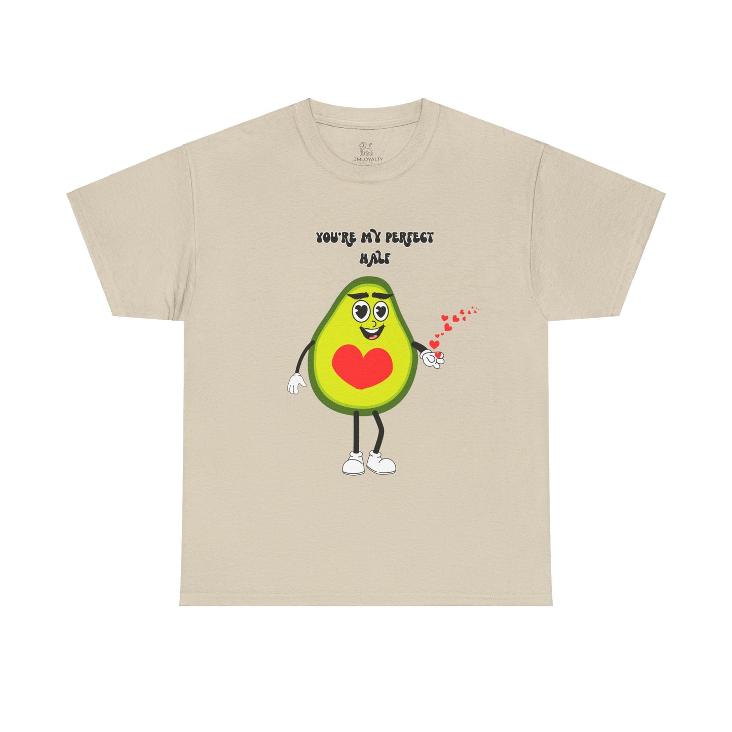 Cute Avocado Graphic Tee, "You're My Perfect Match" Valentine's Day T-Shirt for Her, Fun Couple Gift, Matching Fruit Shirt for Him.